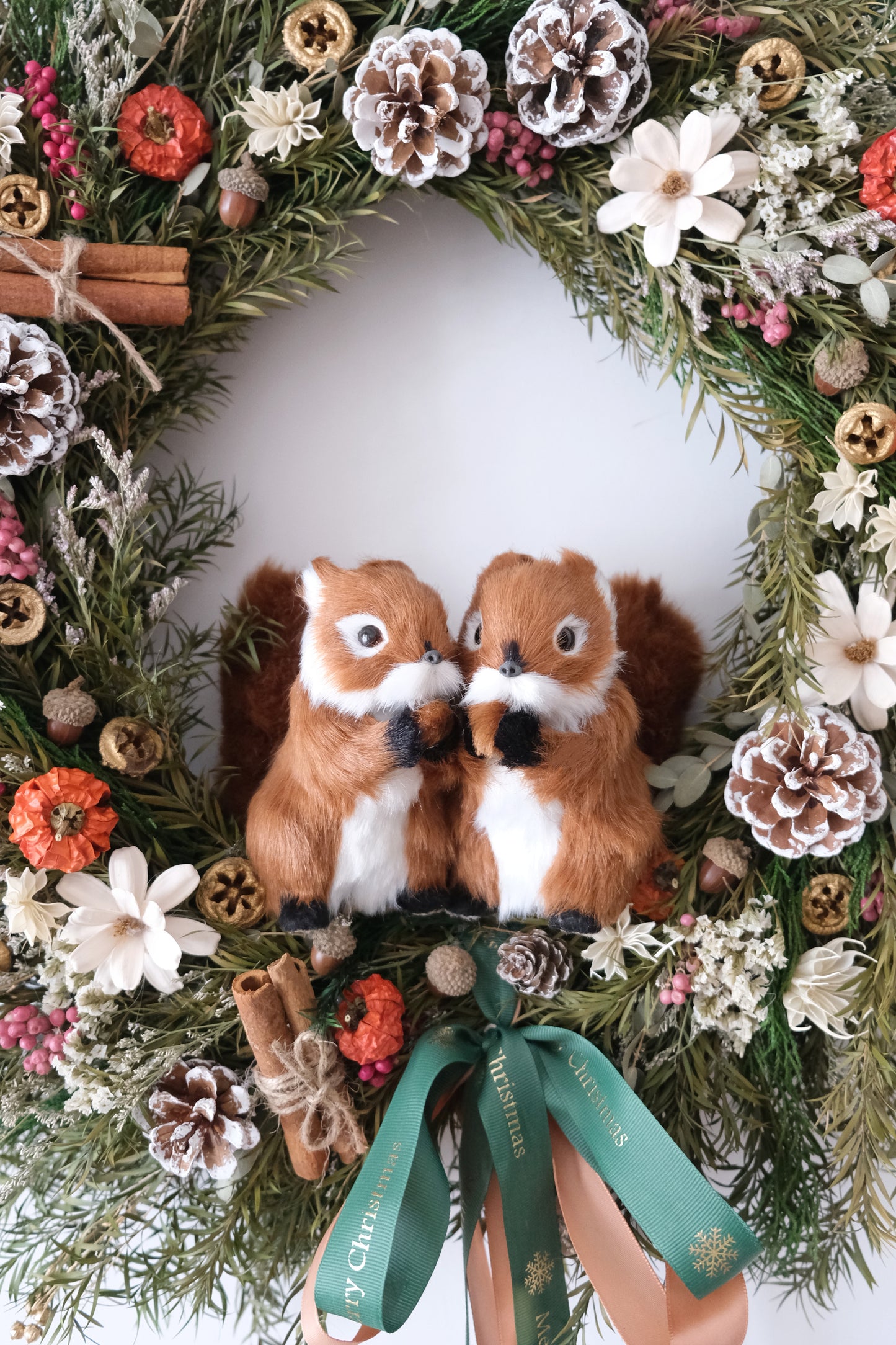 手工製松鼠聖誕永生花環 (L) | Handmade Preserved Flower Christmas Wreath 55cm (Large)