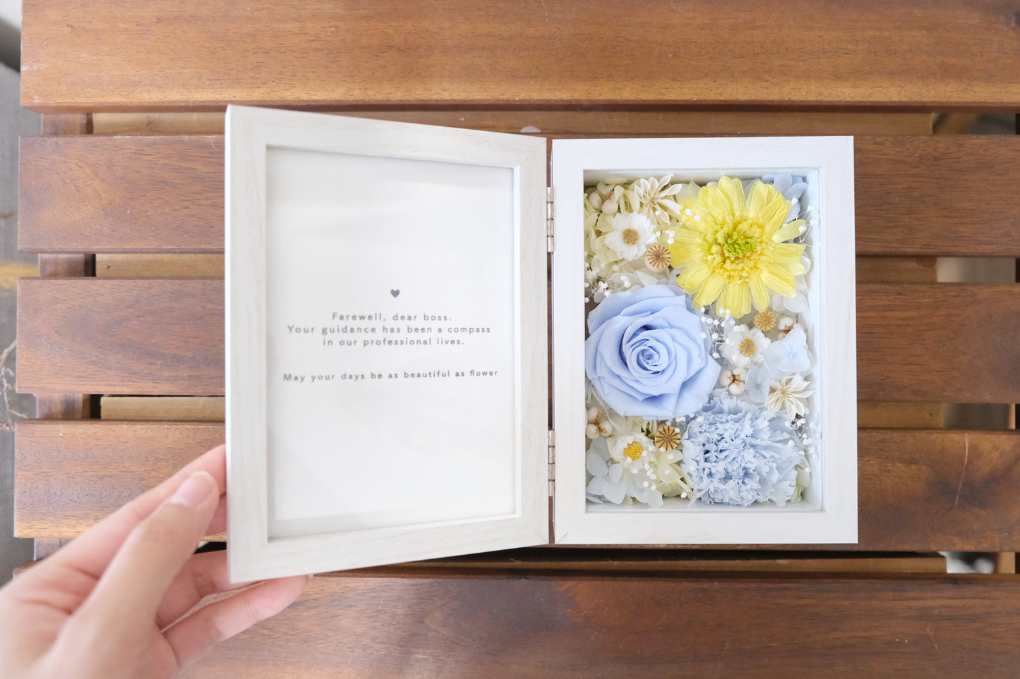 Sunflower - Preserved Flower Photo Frame - Blue Yellow