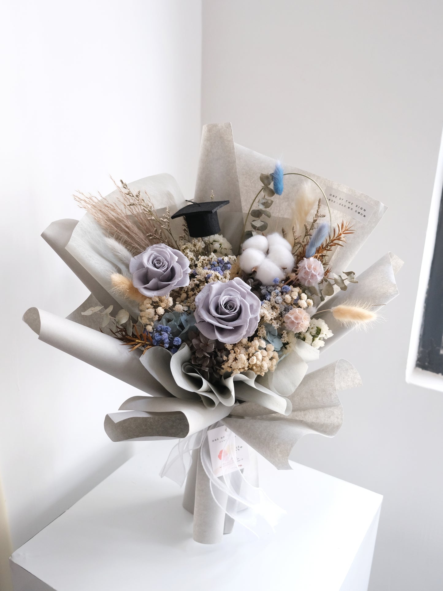 保鮮花玫瑰花束 - 灰藍色 | Preserved Flower Bouquet - Gray x Dark Blue