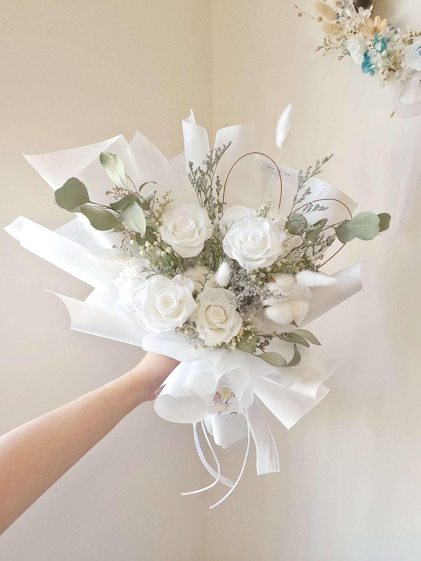 保鮮花玫瑰花束 - 白色 | Rose Preserved Flower Bouquet - White