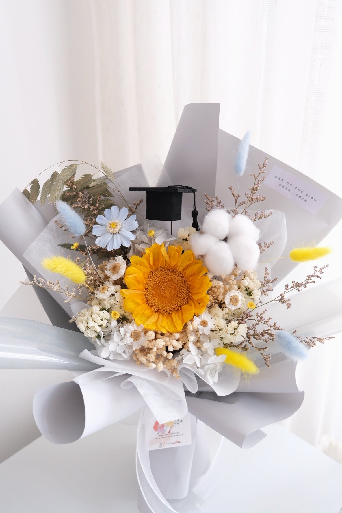 向日葵x百日菊x木棉花保鮮花束 | Sunflower x Daisy x Cotton Flower Preserved Flower Bouquet