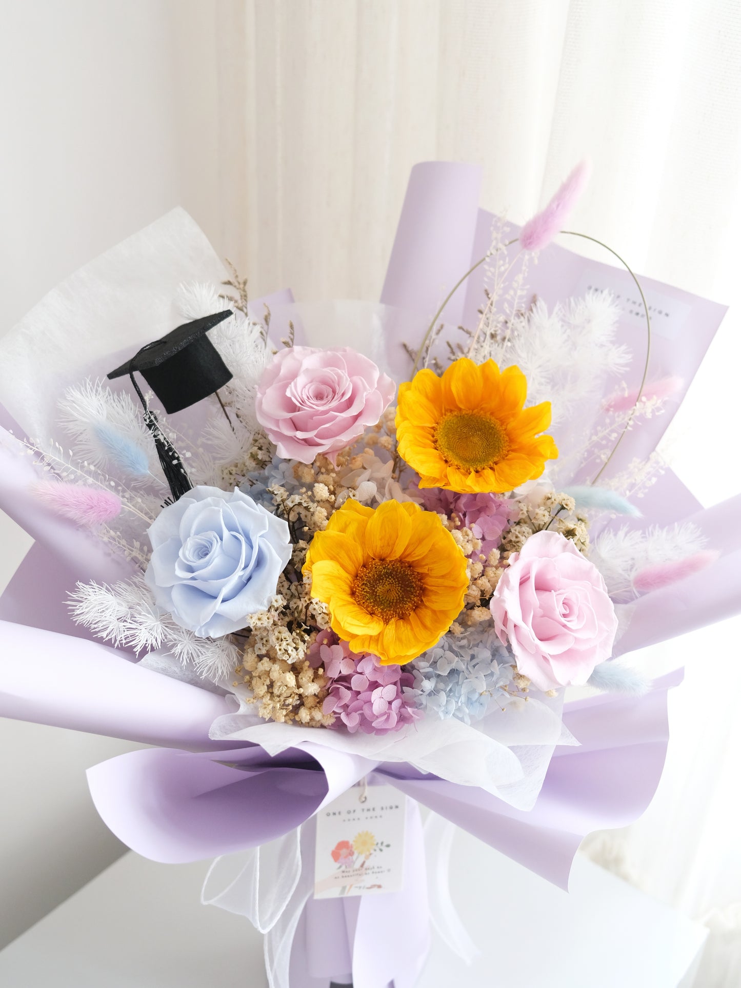 向日葵x玫瑰保鮮花束 - 紫藍色 | Sunflower x Rose Preserved Flower Bouquet - Purple x Blue