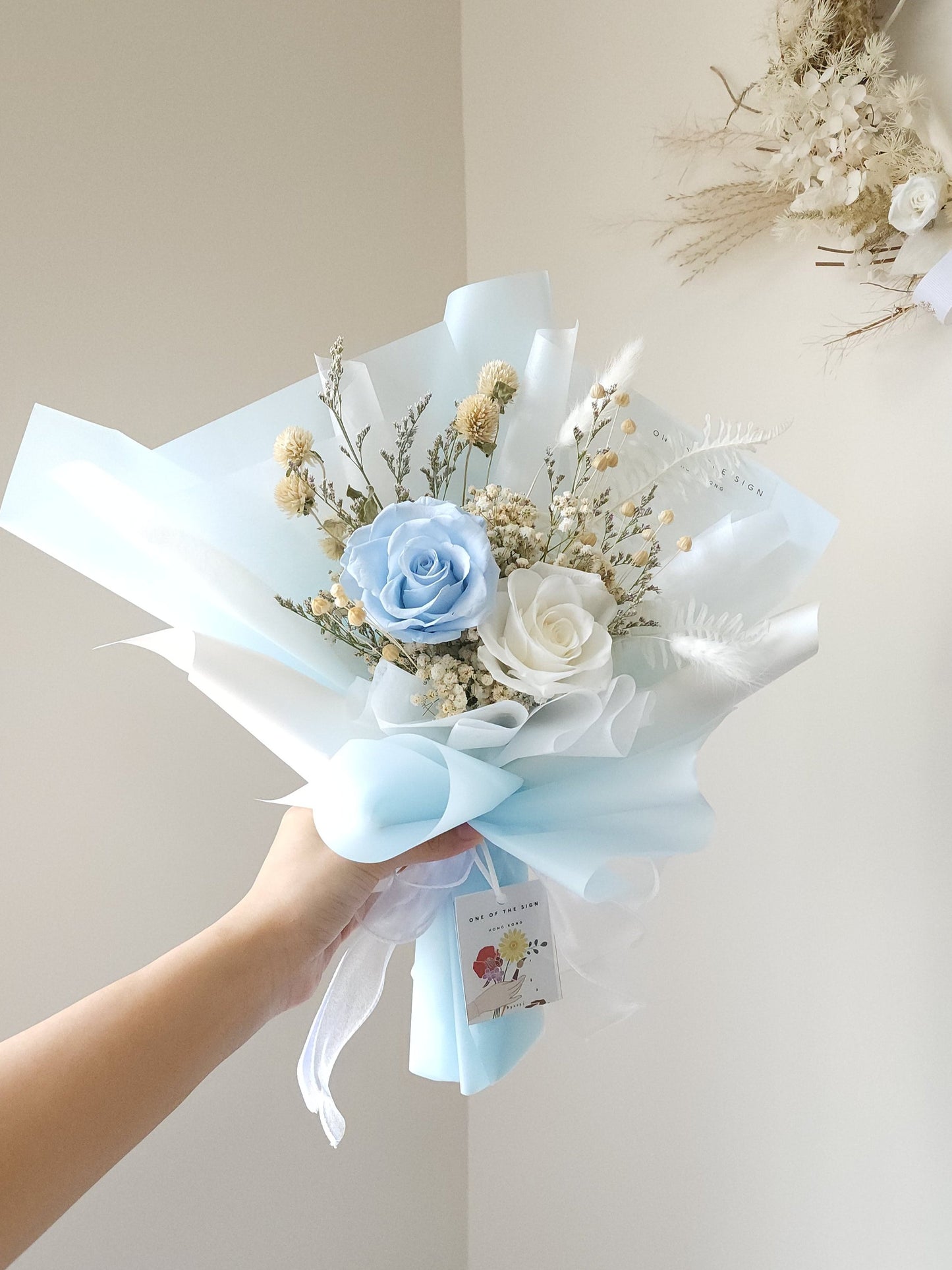 保鮮花玫瑰花束 - 淺藍色 | Preserved Rose Bouquet - Baby Blue