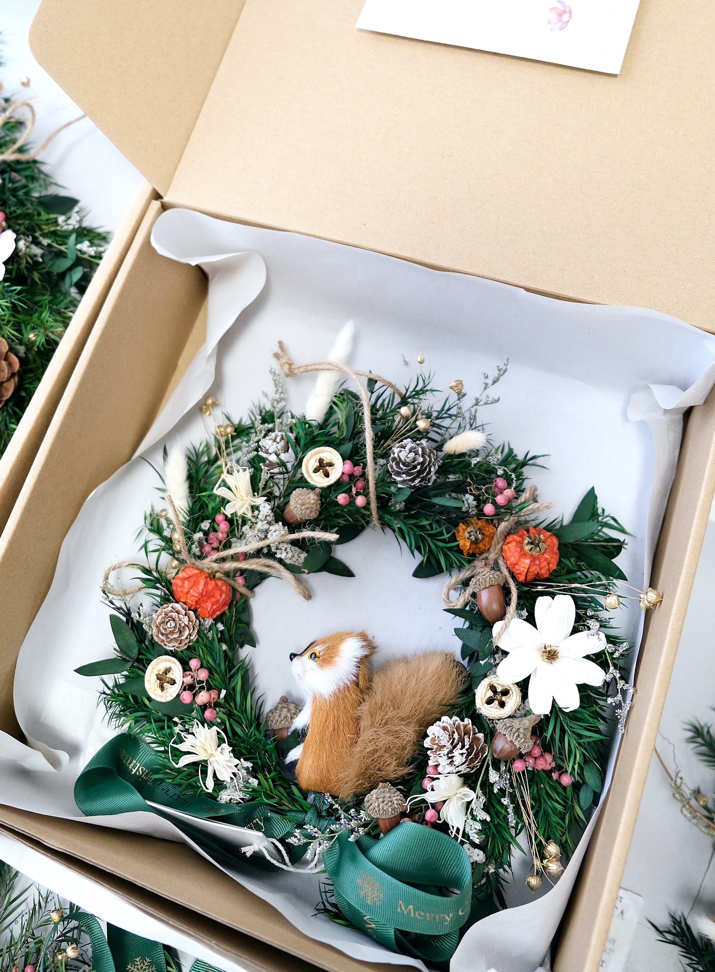 手工製松鼠聖誕永生花環 (S) | Handmade Preserved Flower Christmas Wreath 25cm (Small)