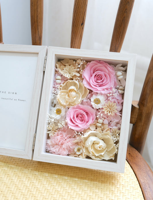Preserved Photo Frame - Pink Rose with Peony Flower