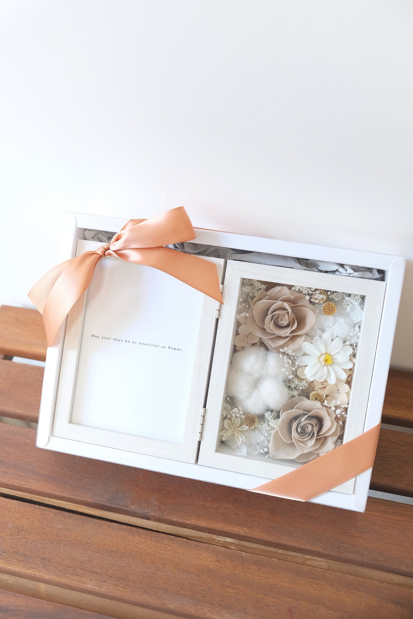 Preserved Flower Photo Frame - Khaki