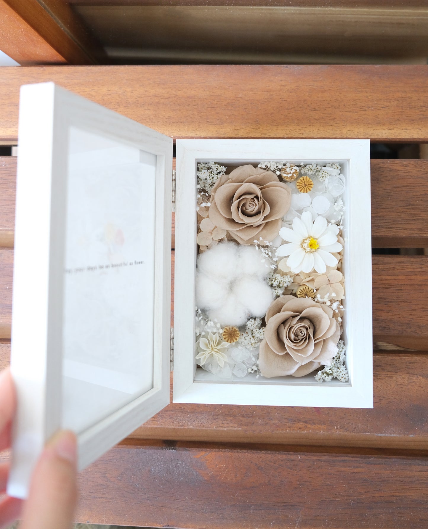 Preserved Flower Photo Frame - Khaki