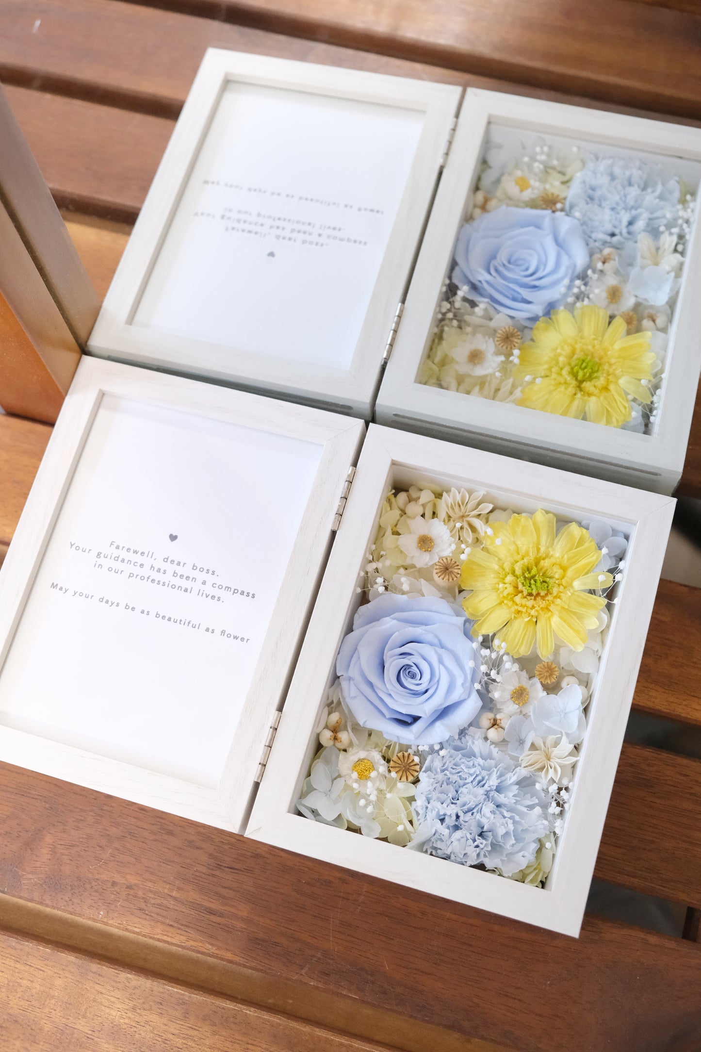 Sunflower - Preserved Flower Photo Frame - Blue Yellow