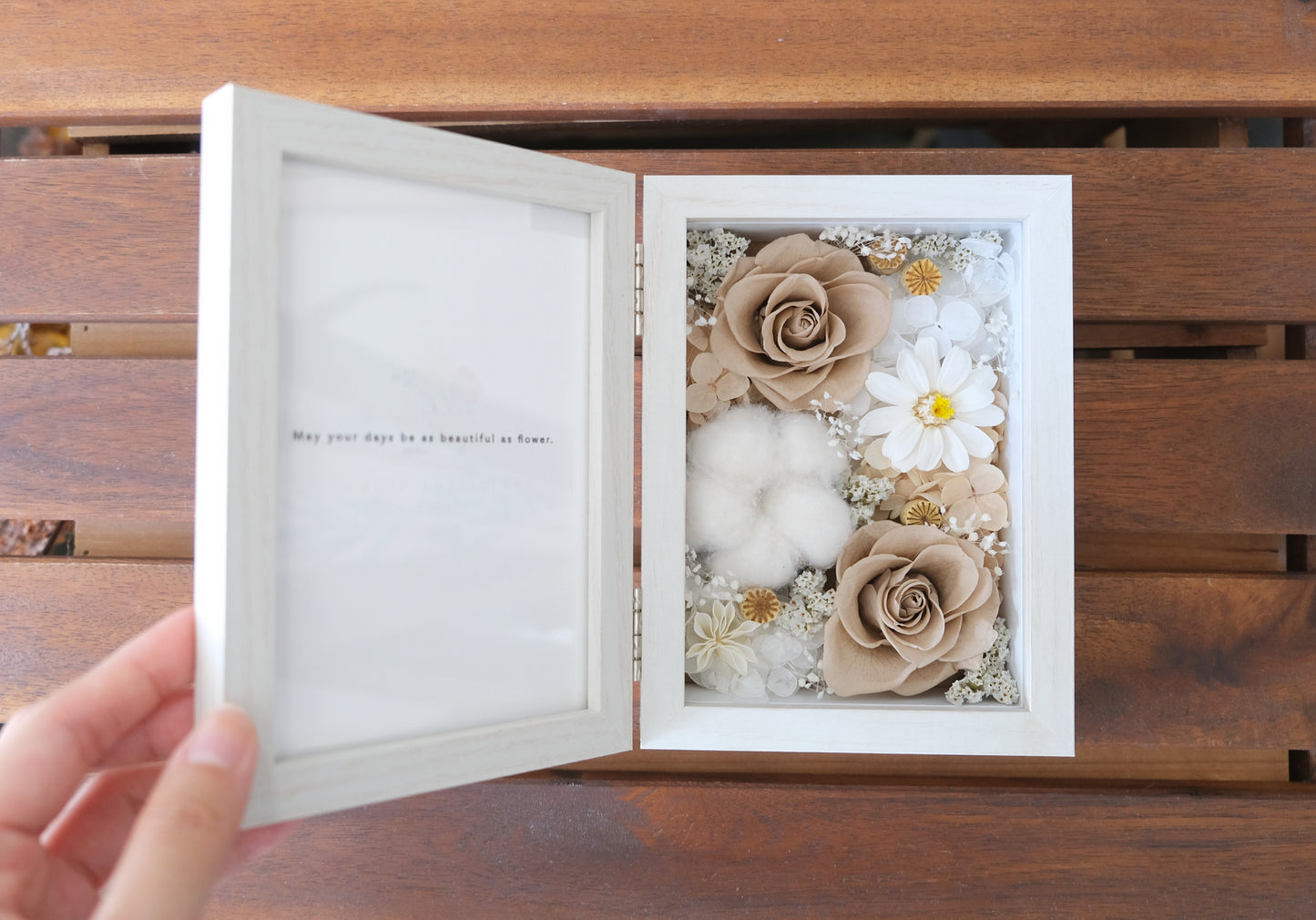 Preserved Flower Photo Frame - Khaki