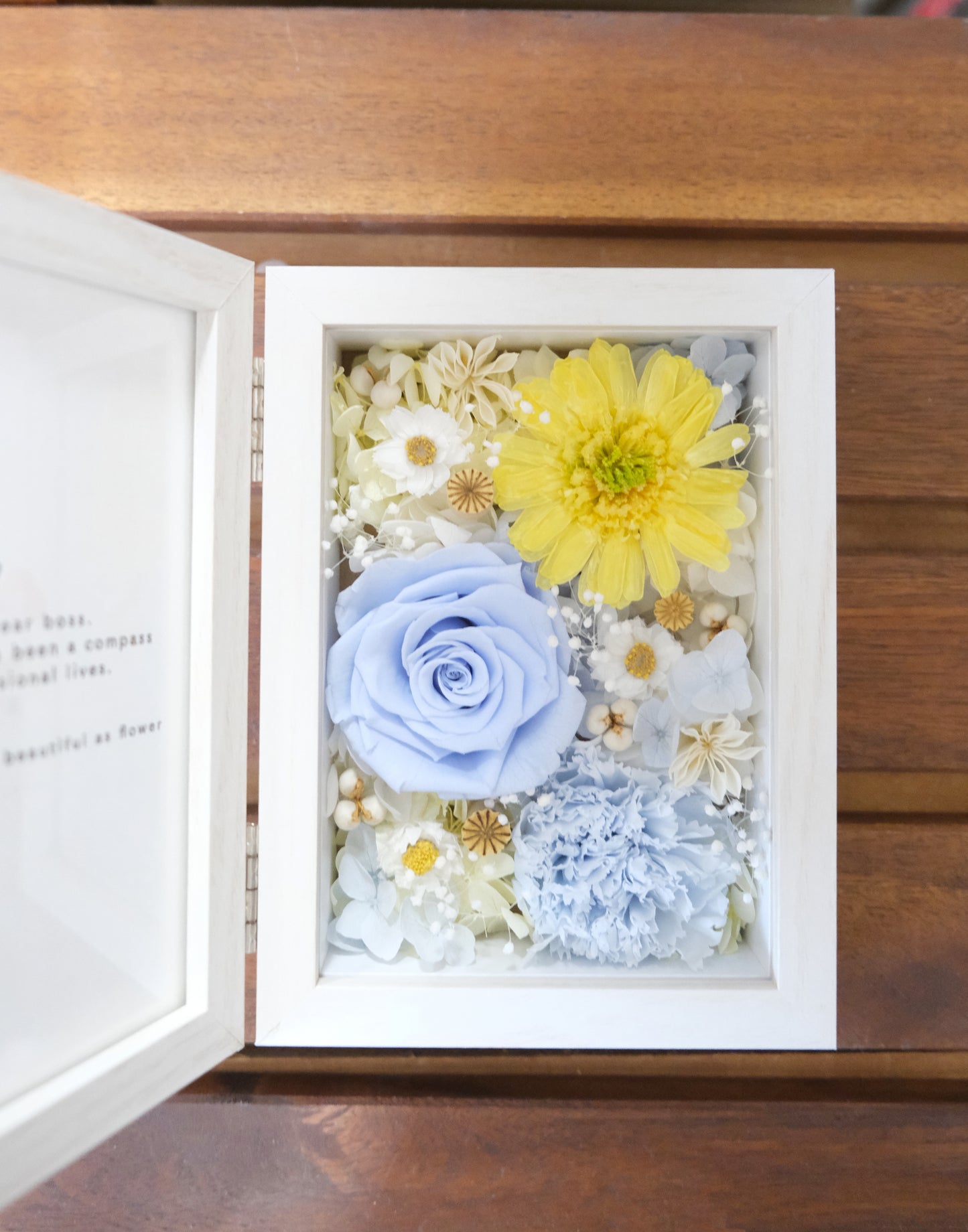 Sunflower - Preserved Flower Photo Frame - Blue Yellow