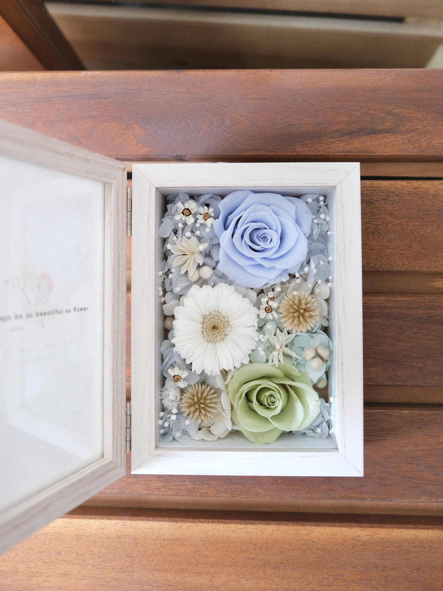 Preserved Flower Photo Frame - Green x Blue