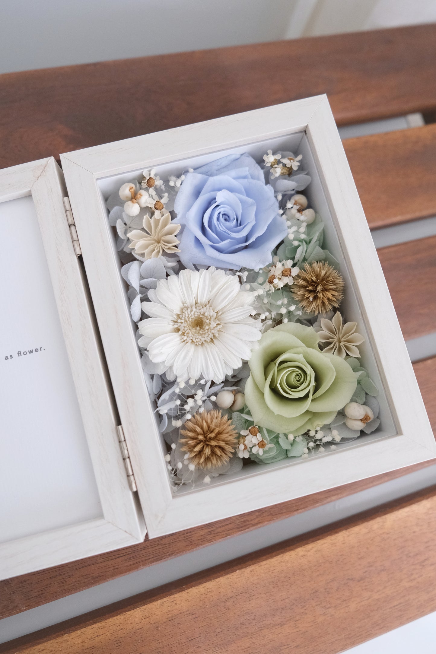 Preserved Flower Photo Frame - Green x Blue