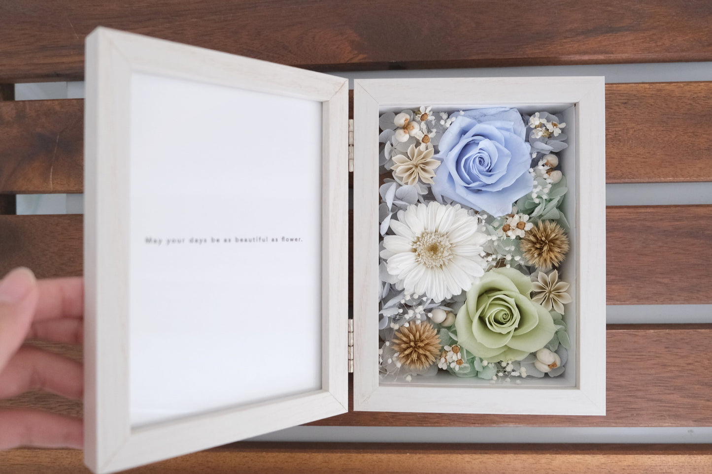 Preserved Flower Photo Frame - Green x Blue