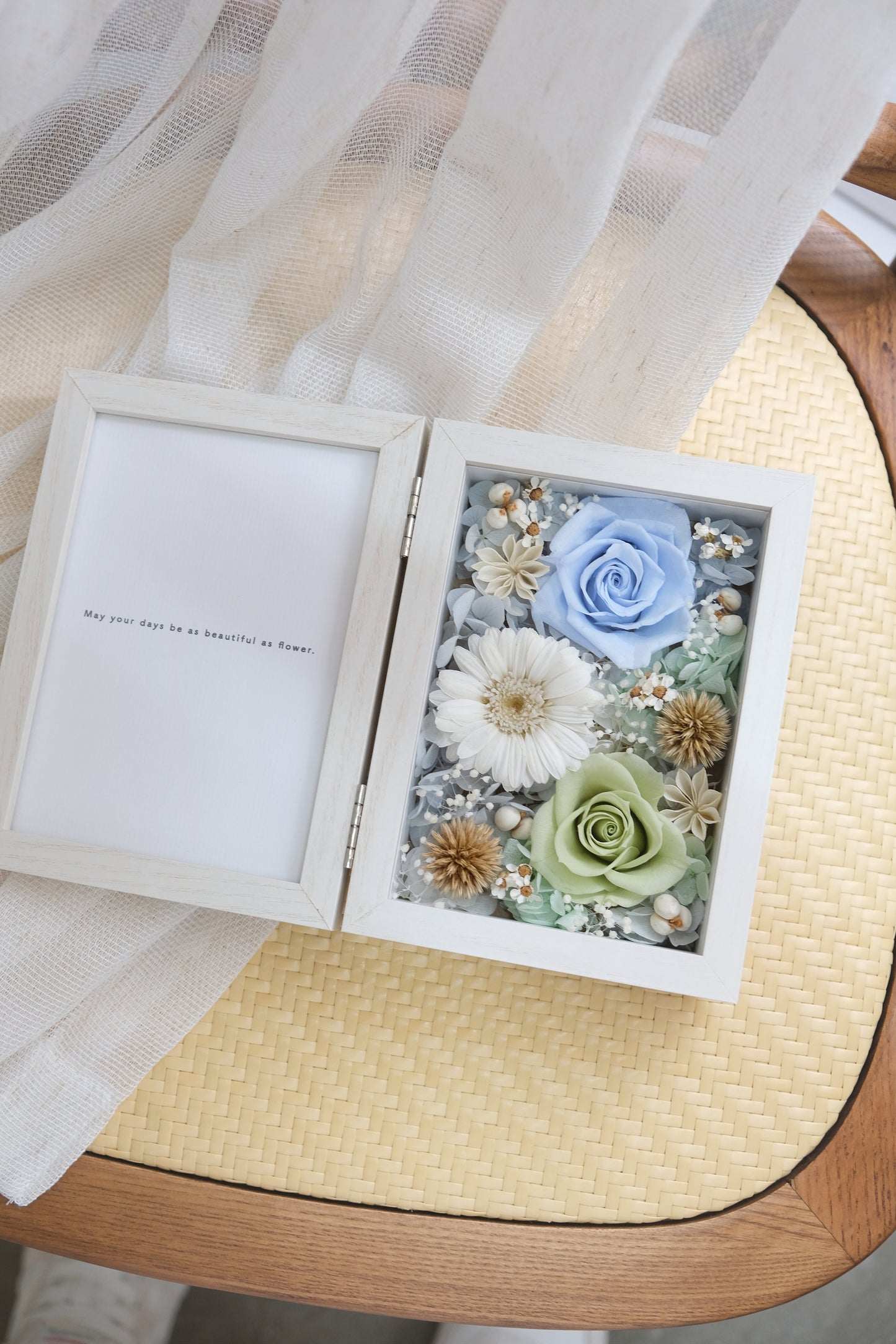 Preserved Flower Photo Frame - Green x Blue