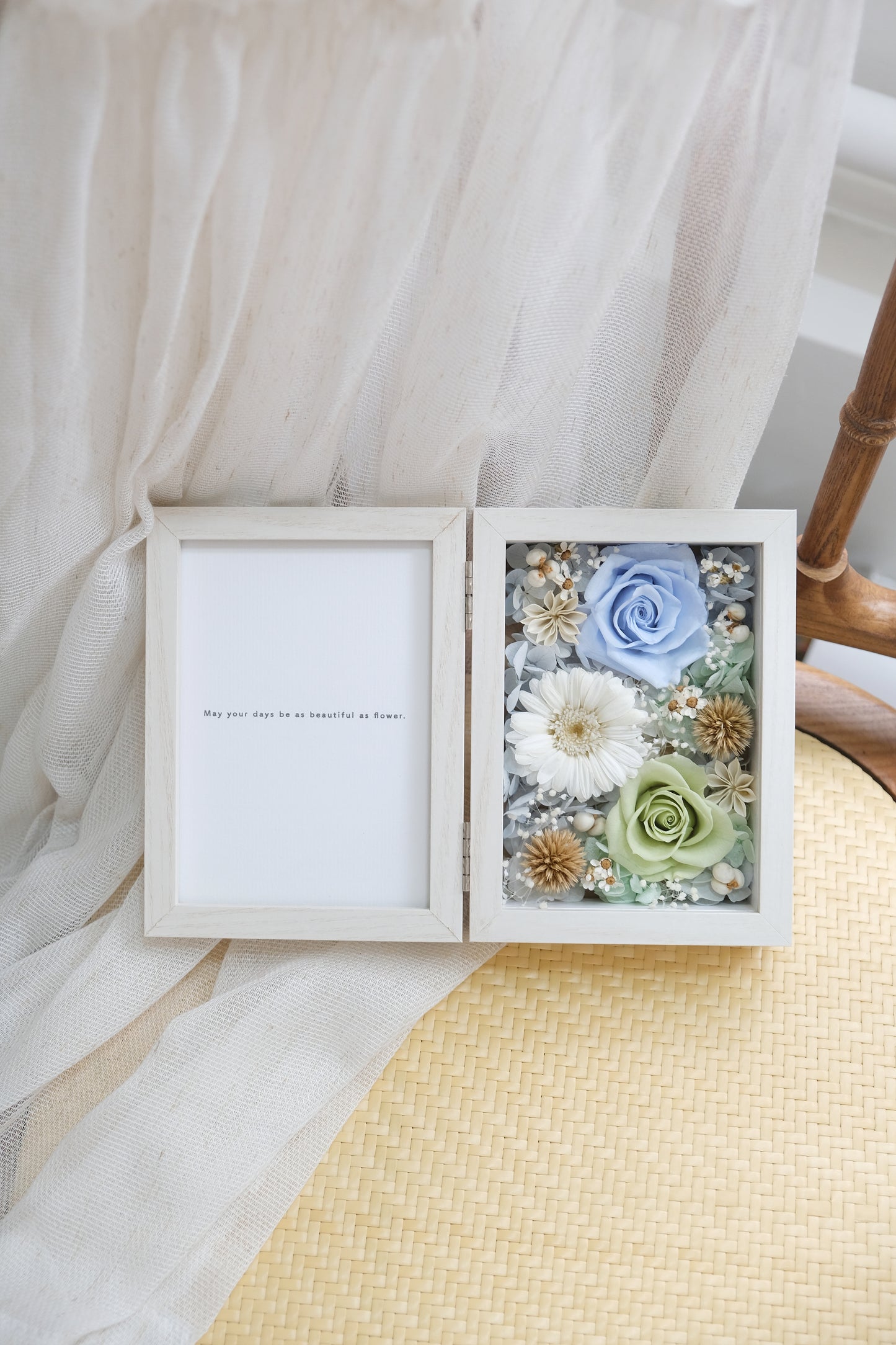 Preserved Flower Photo Frame - Green x Blue