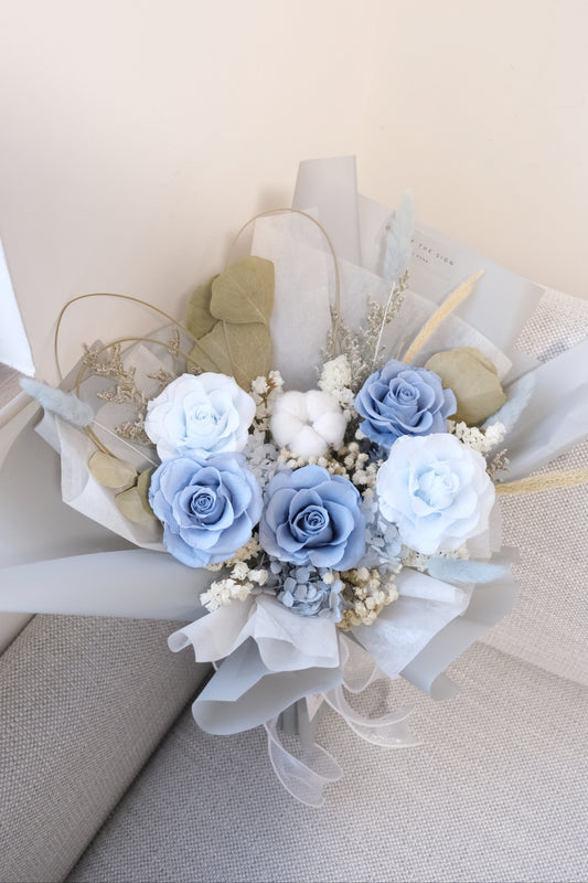 保鮮花玫瑰花束 - 灰藍 | Preserved Rose Bouquet - Gray Blue