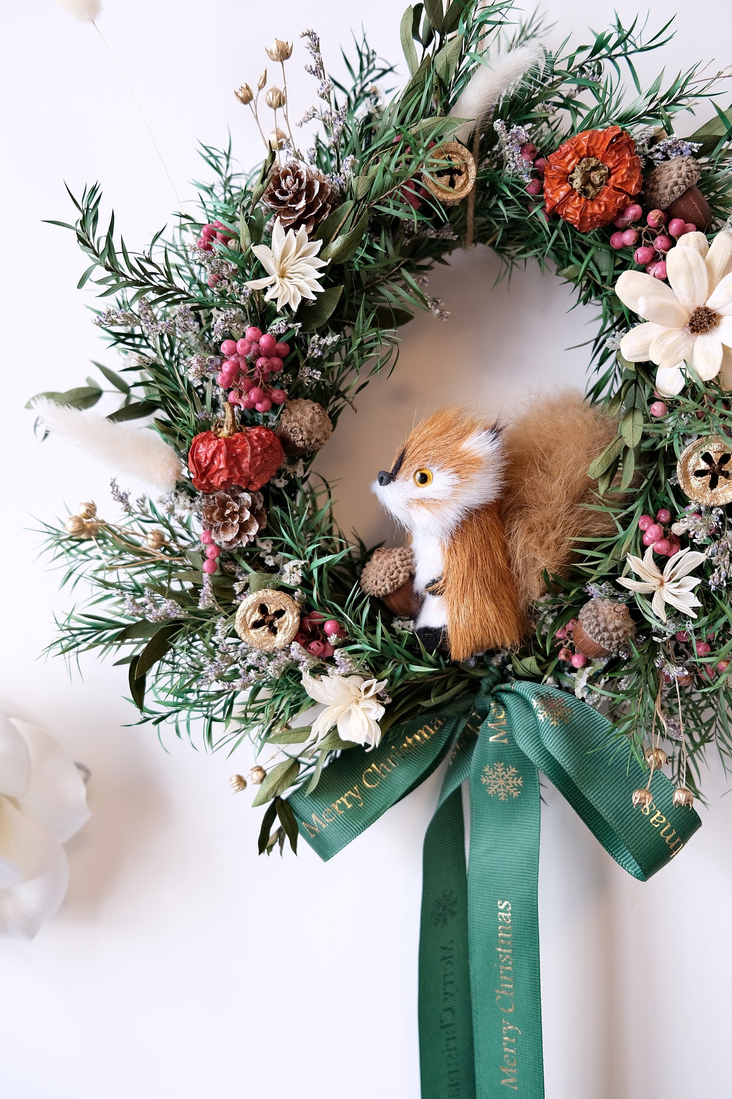手工製松鼠聖誕永生花環 (S) | Handmade Preserved Flower Christmas Wreath 25cm (Small)