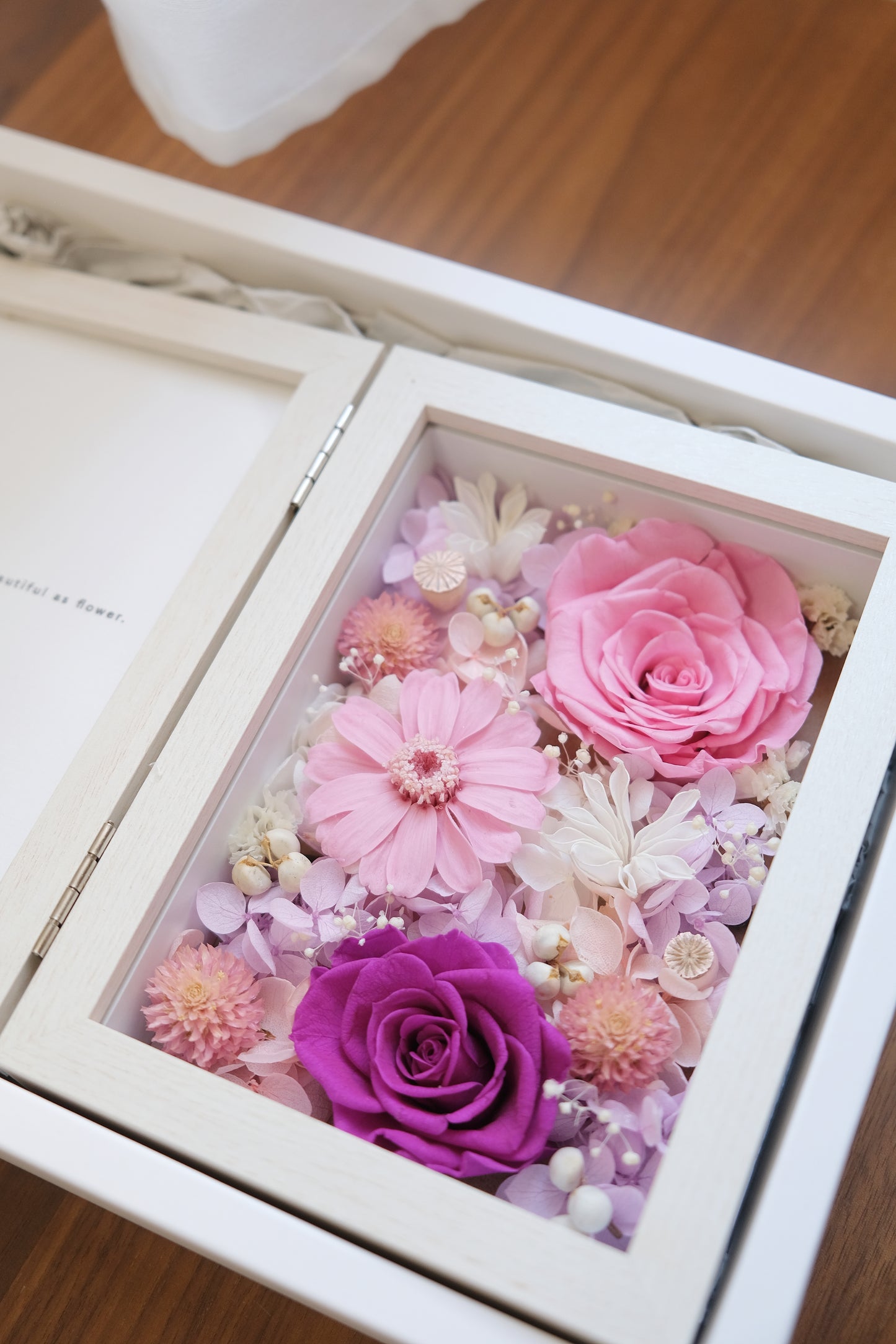 Preserved Flower Photo Frame - Pink Purple