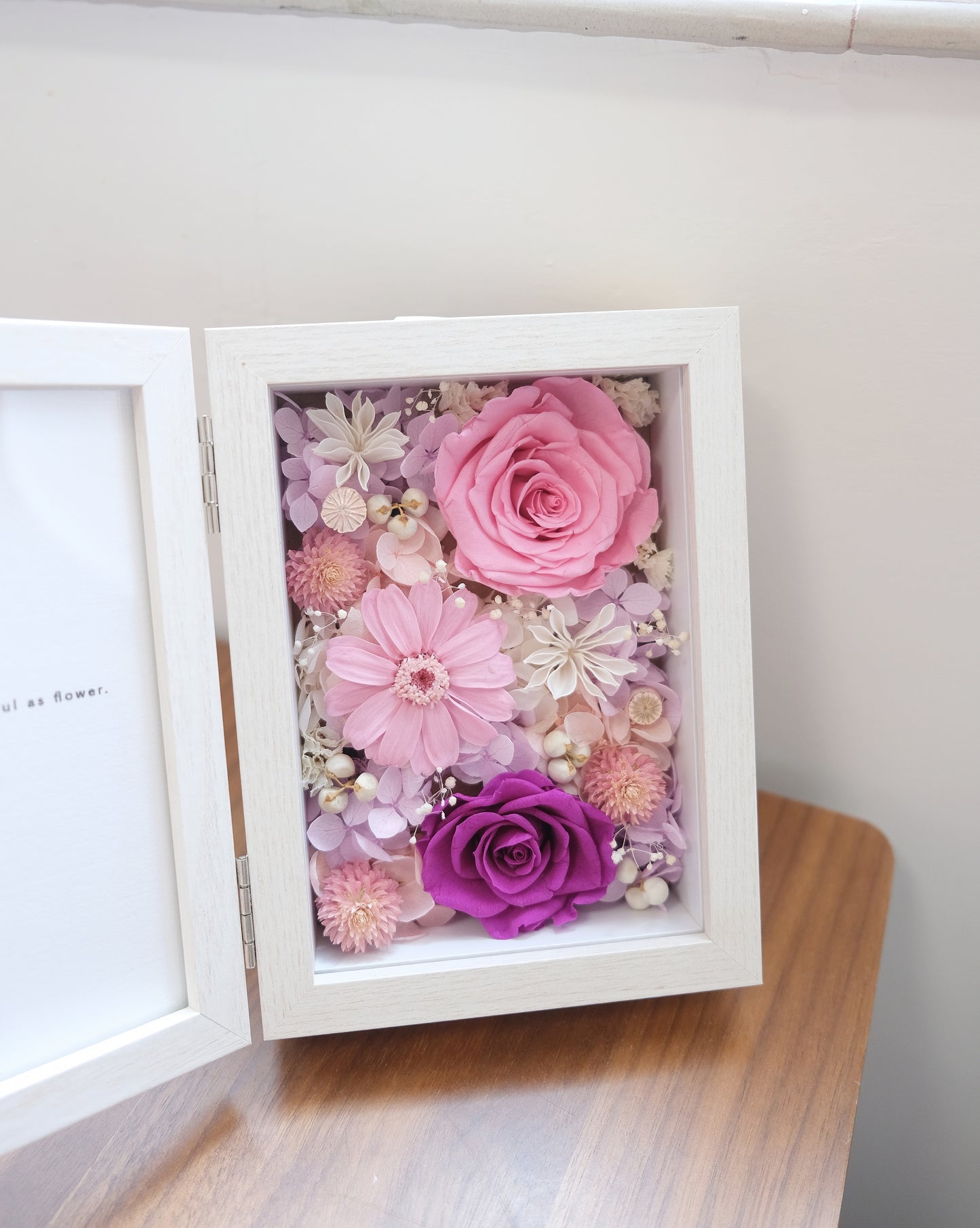 Preserved Flower Photo Frame - Pink Purple