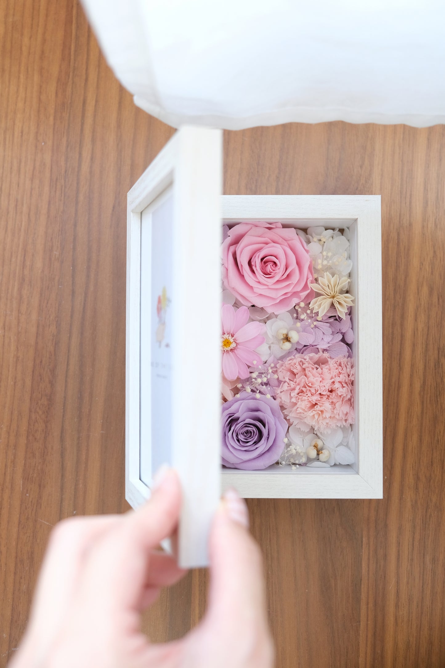 Preserved Flower Photo Frame - Light Pink Purple