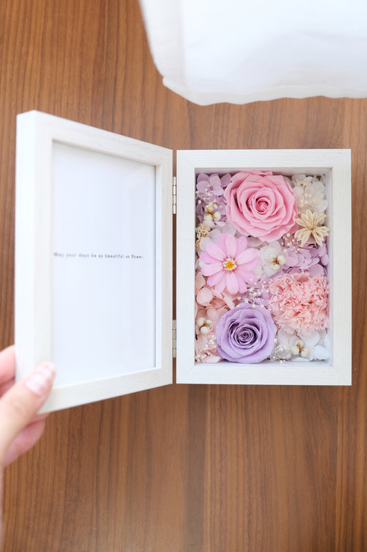 Preserved Flower Photo Frame - Light Pink Purple