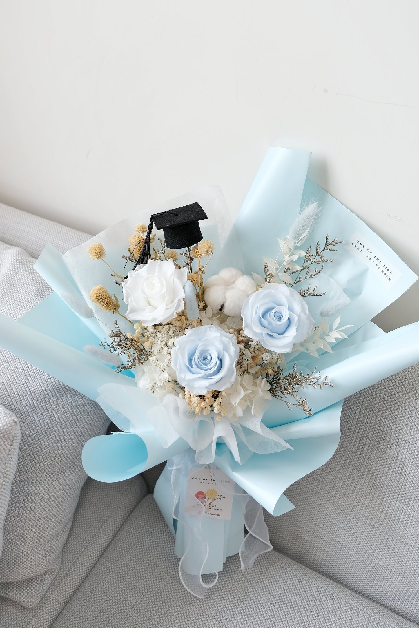 保鮮花玫瑰花束 - 淺藍色 | Preserved Rose Bouquet - Baby Blue