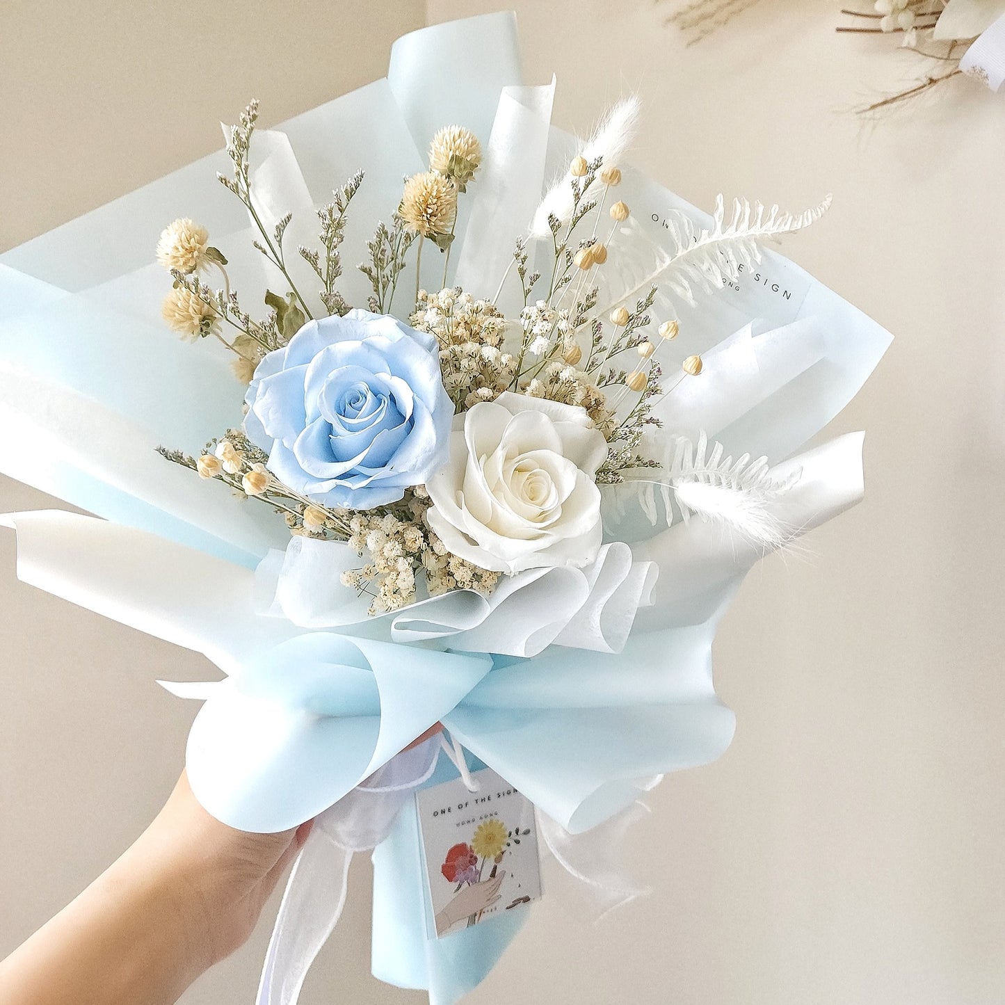 保鮮花玫瑰花束 - 淺藍色 | Preserved Rose Bouquet - Baby Blue