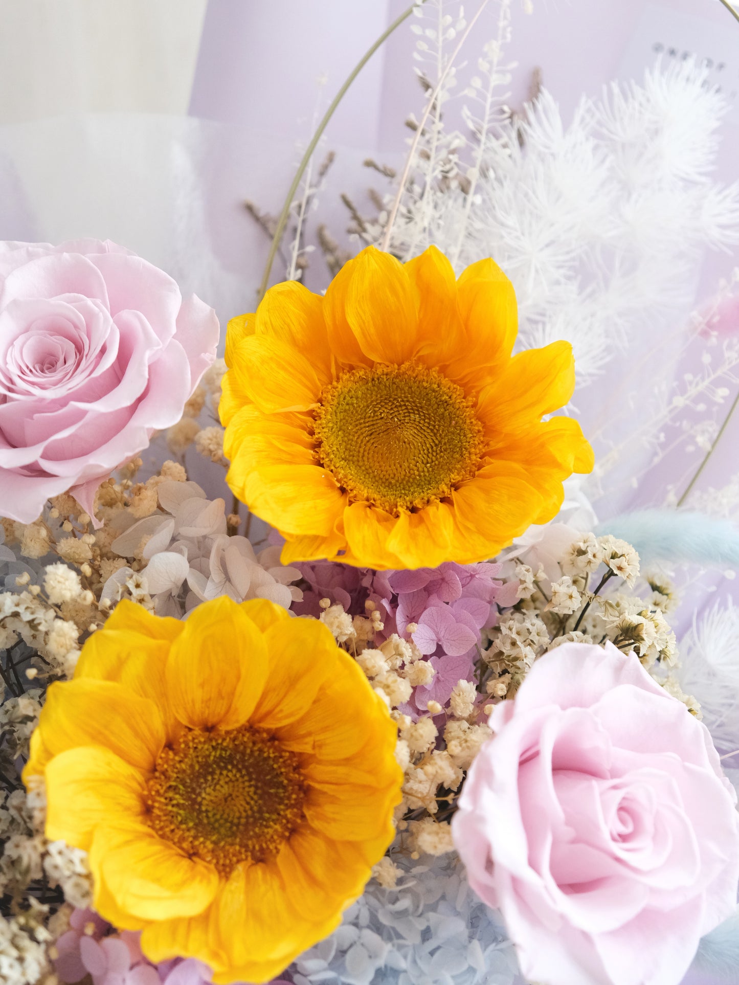 向日葵x玫瑰保鮮花束 - 紫藍色 | Sunflower x Rose Preserved Flower Bouquet - Purple x Blue