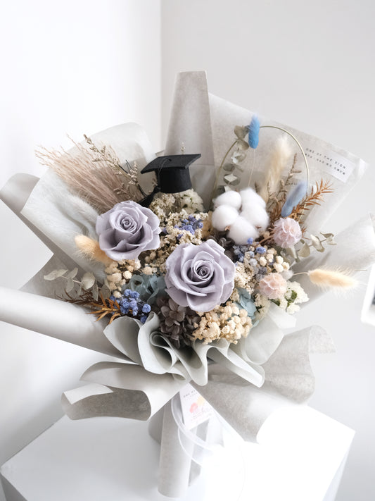 保鮮花玫瑰花束 - 灰藍色 | Preserved Flower Bouquet - Gray x Dark Blue