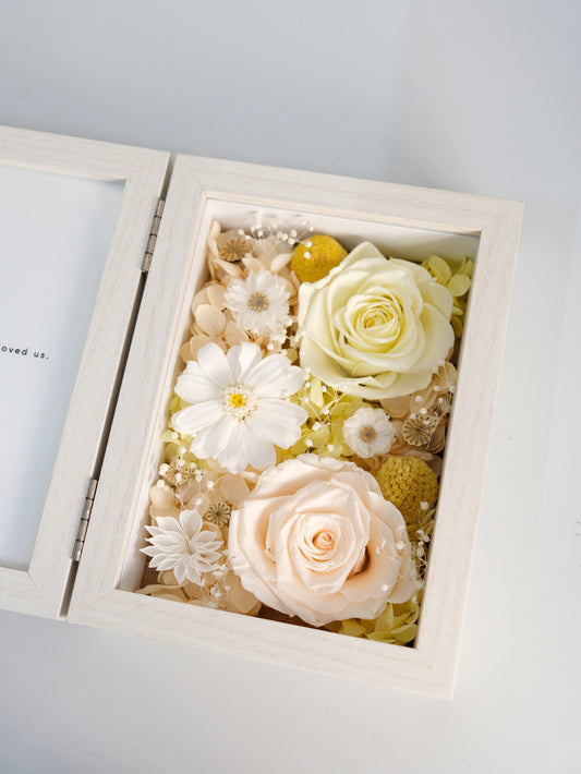 Preserved Flower Photo Frame - Light Yellow and Orange