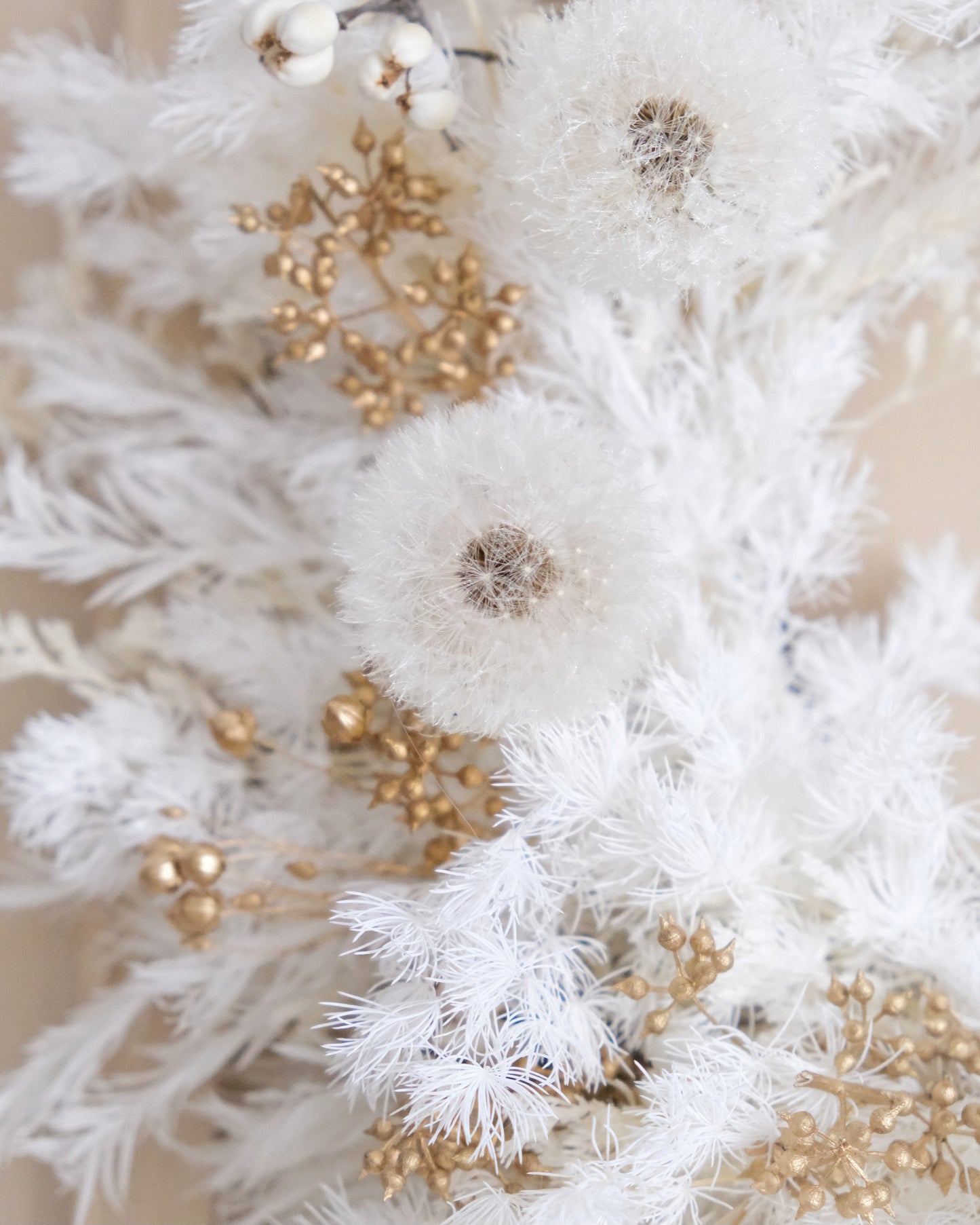 白色聖誕永生花環 - 雪 （M）| White Preserved Christmas Wreath - Snow 40cm（Medium）