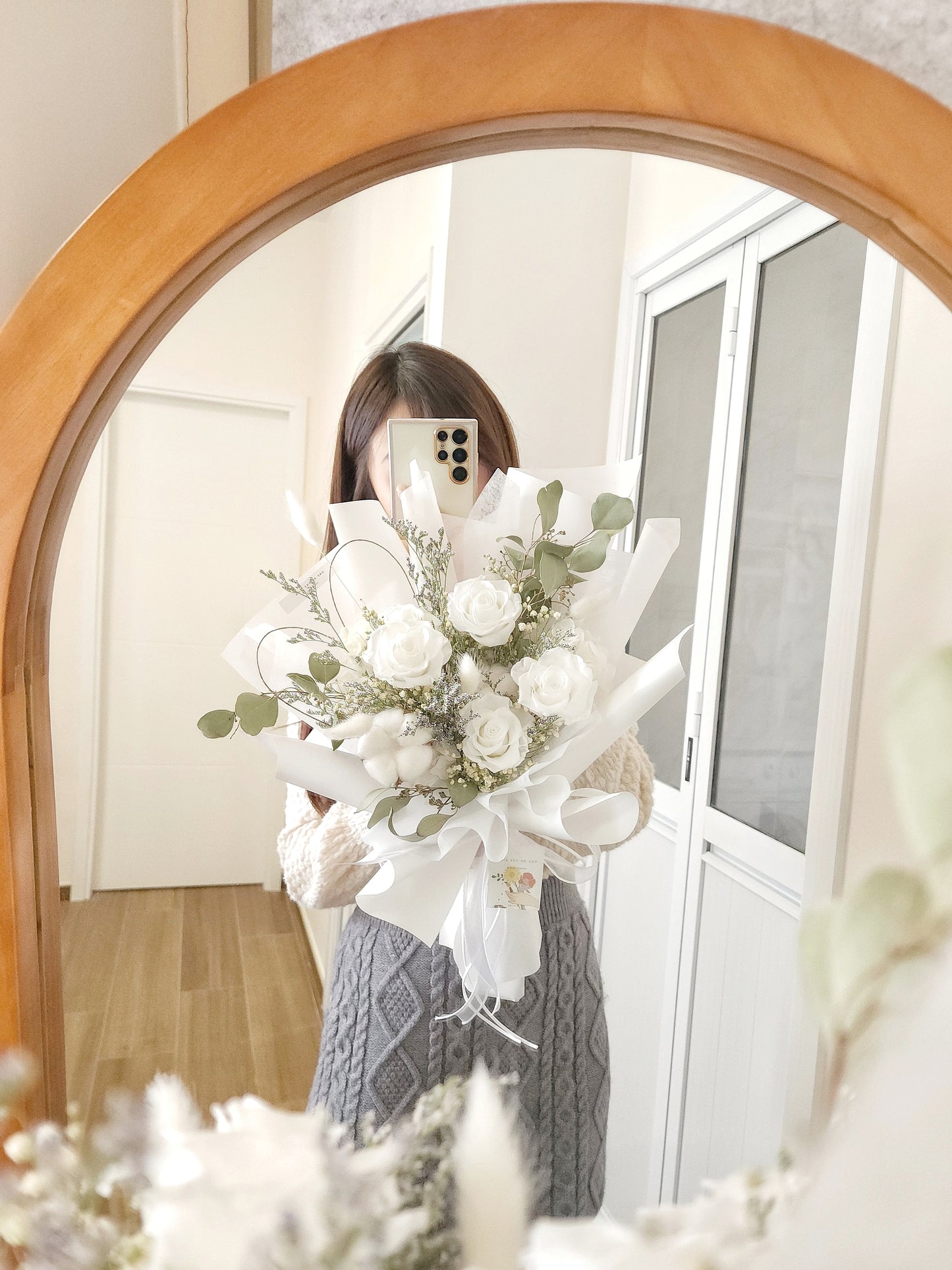 保鮮花玫瑰花束 - 白色 | Rose Preserved Flower Bouquet - White