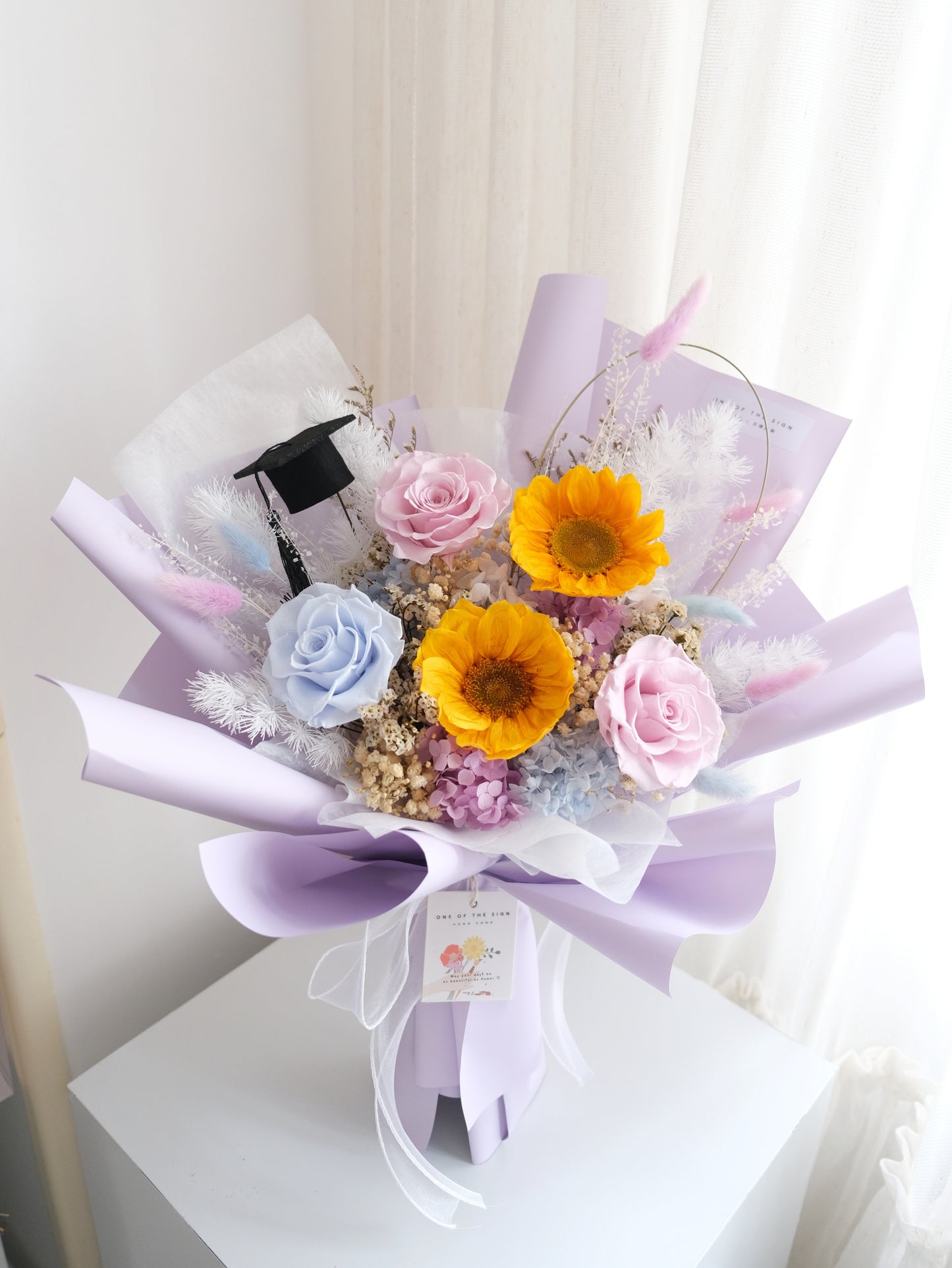 向日葵x玫瑰保鮮花束 - 紫藍色 | Sunflower x Rose Preserved Flower Bouquet - Purple x Blue
