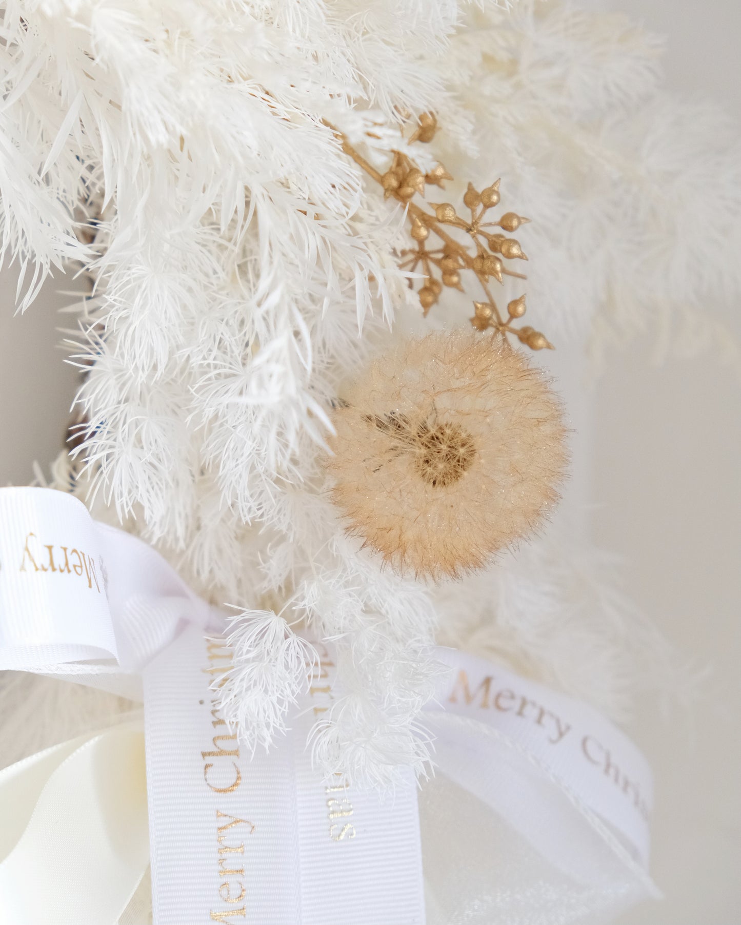 白色聖誕永生花環 - 雪 （M）| White Preserved Christmas Wreath - Snow 40cm（Medium）