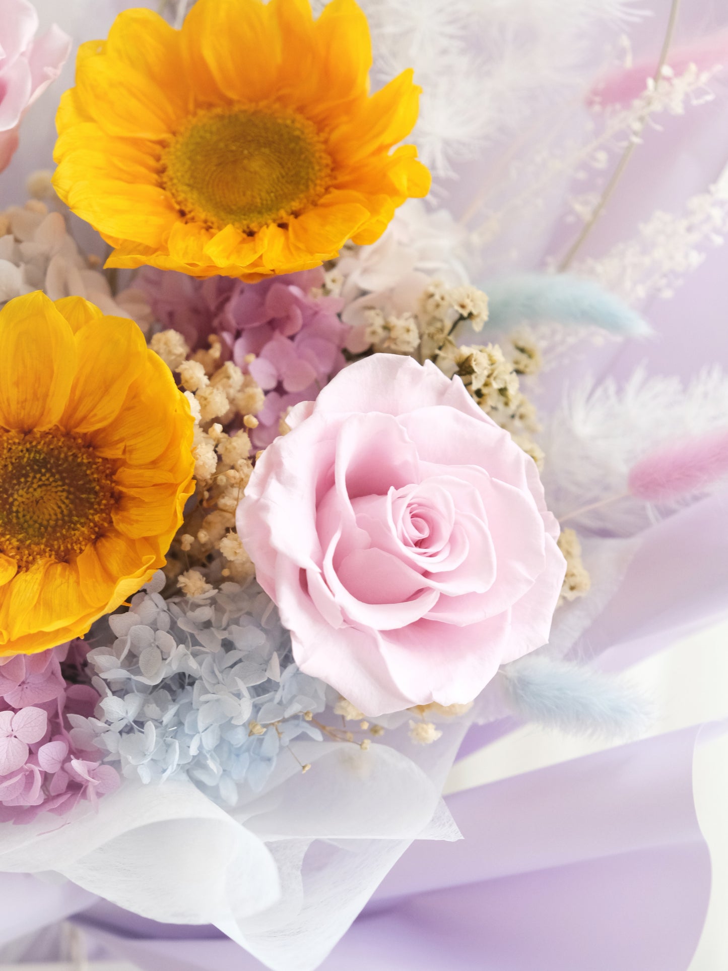 向日葵x玫瑰保鮮花束 - 紫藍色 | Sunflower x Rose Preserved Flower Bouquet - Purple x Blue