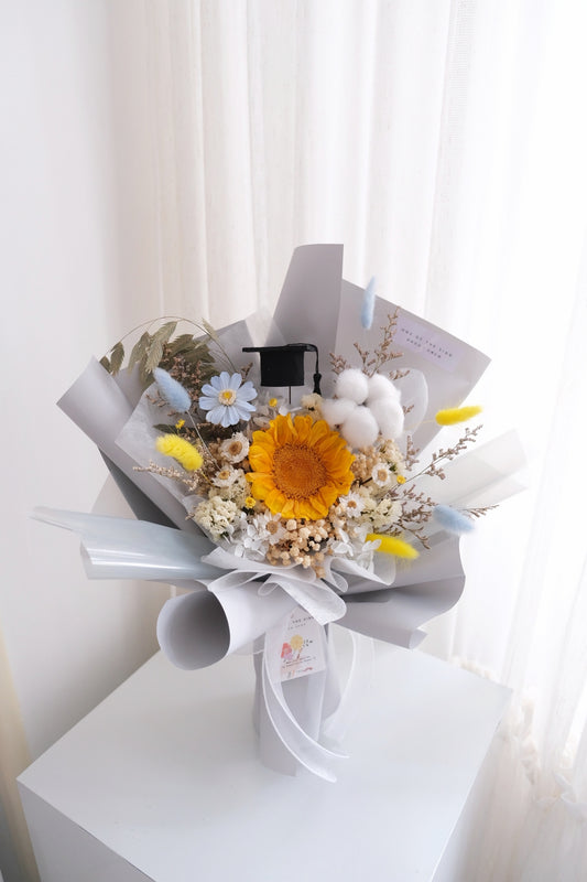 向日葵x百日菊x木棉花保鮮花束 | Sunflower x Daisy x Cotton Flower Preserved Flower Bouquet